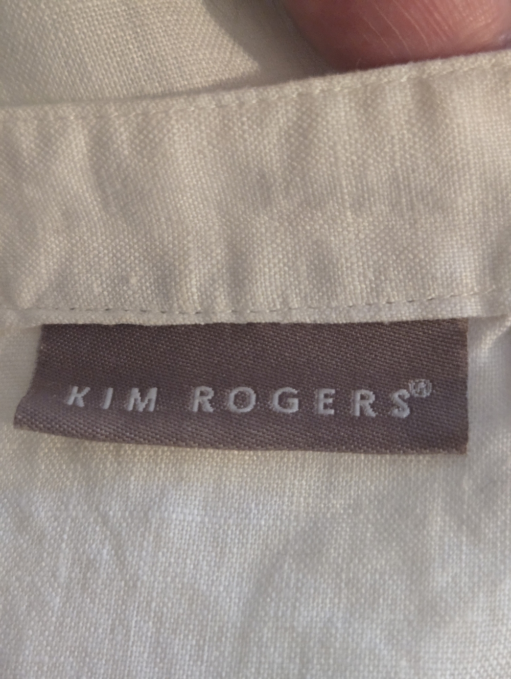 Kim Rogers White Sleeveless Embroidered Linen Button-Up Blouse Sz L - Picture 7 of 11